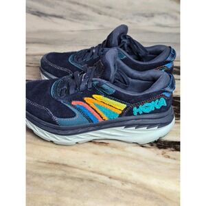 Hoka One One Bondi L Embroidery Navy Suede Multi Color Sneakers 1126855 W 6.5